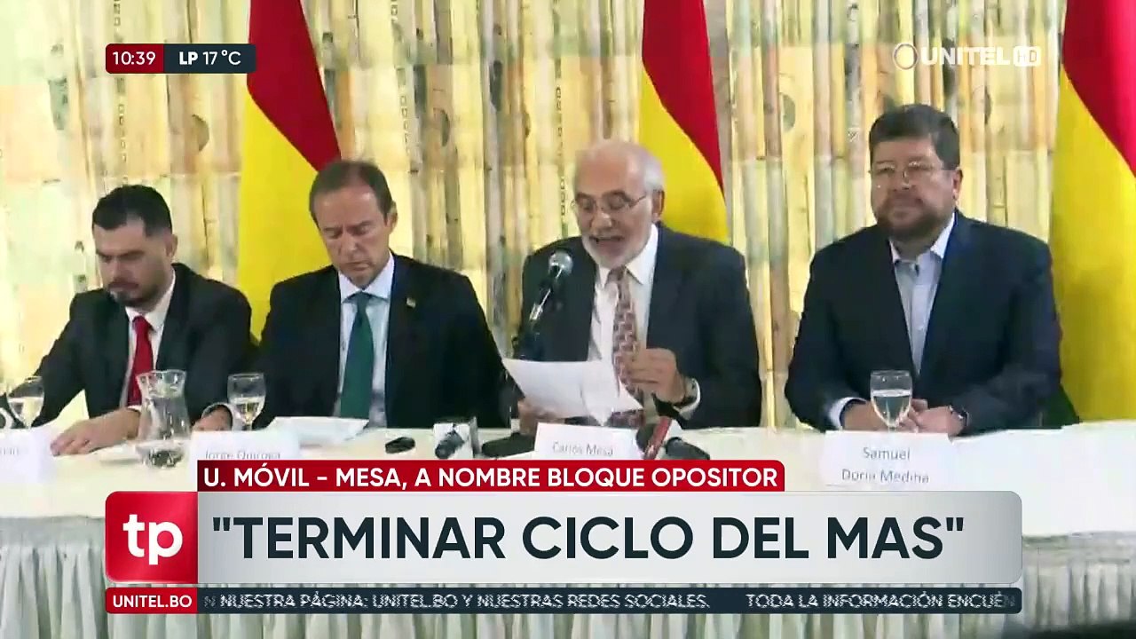 Mesa, Tuto, Doria Medina y un representante de Camacho firman acuerdo y se comprometen a una candidatura única