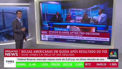 BREAKING NEWS: bolsas americanas em queda após decisão do Fed sobre juros