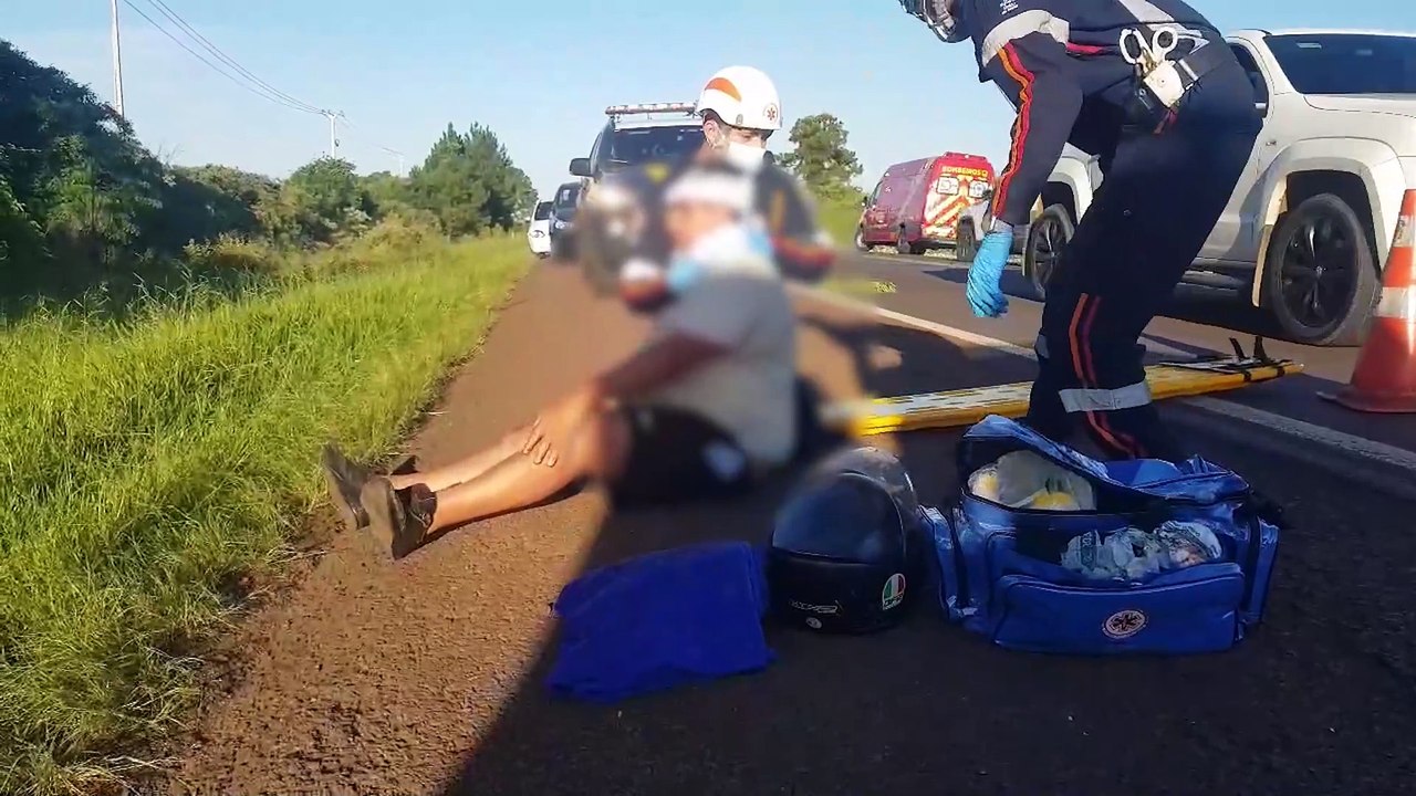 Motociclista de Corbélia sofre vários ferimentos em acidente na rodovia BR-369