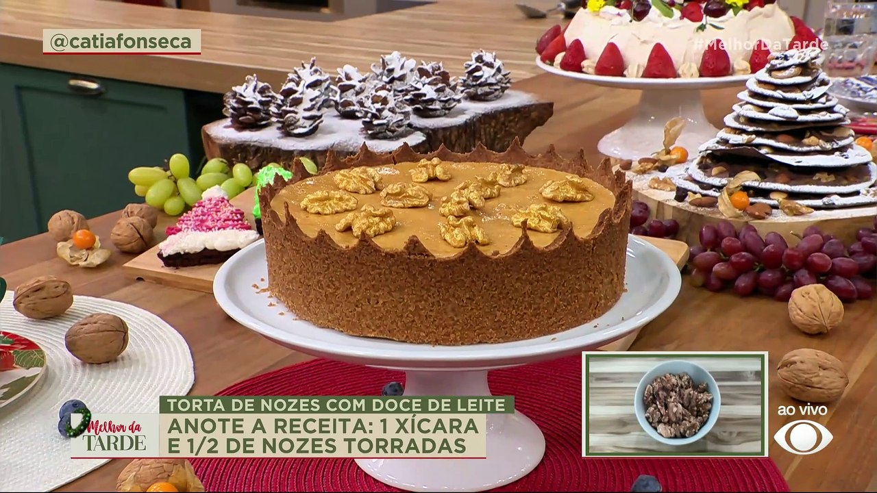 Torta de nozes com doce de leite: perfeita para a ceia! | Melhor da Tarde