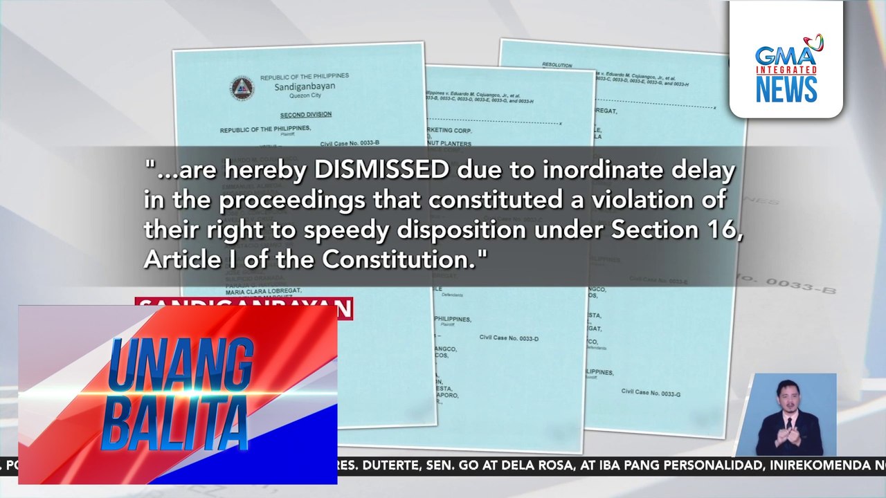 6 na iba pang kaso kaugnay sa Coco Levy Funds laban kina Marcos Sr., Imelda Marcos, at iba pa, ibinasura ng Sandiganbayan | Unang Balita