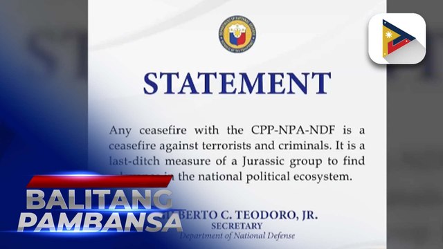 DND Sec. Teodoro, ibinasura ang ideya na magsagawa ng holiday truce sa NPA