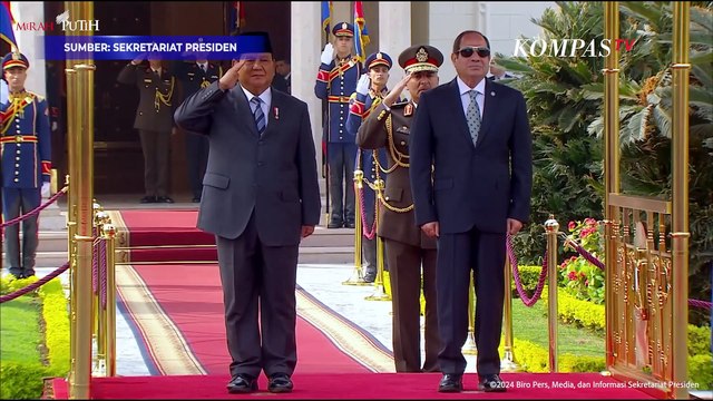 Upacara Kenegaraan Sambut Presiden Prabowo di Istana Kairo jelang Bertemu Presiden Mesir