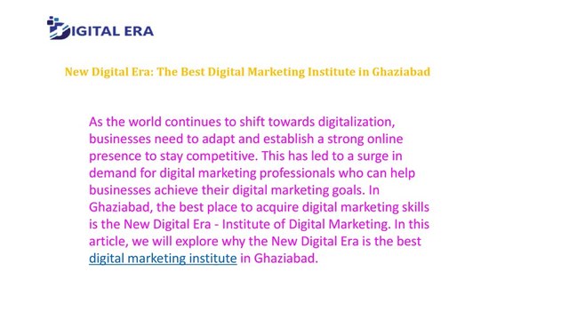 New Digital Era The Best Digital Marketing Institute in Ghaziabad