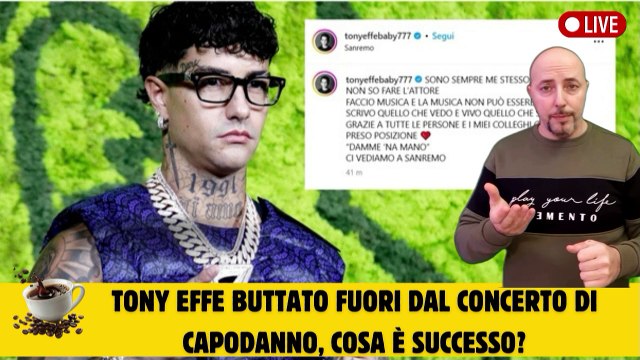 Tony Effe buttato fuori dal concerto di Capodanno, cosa è successo