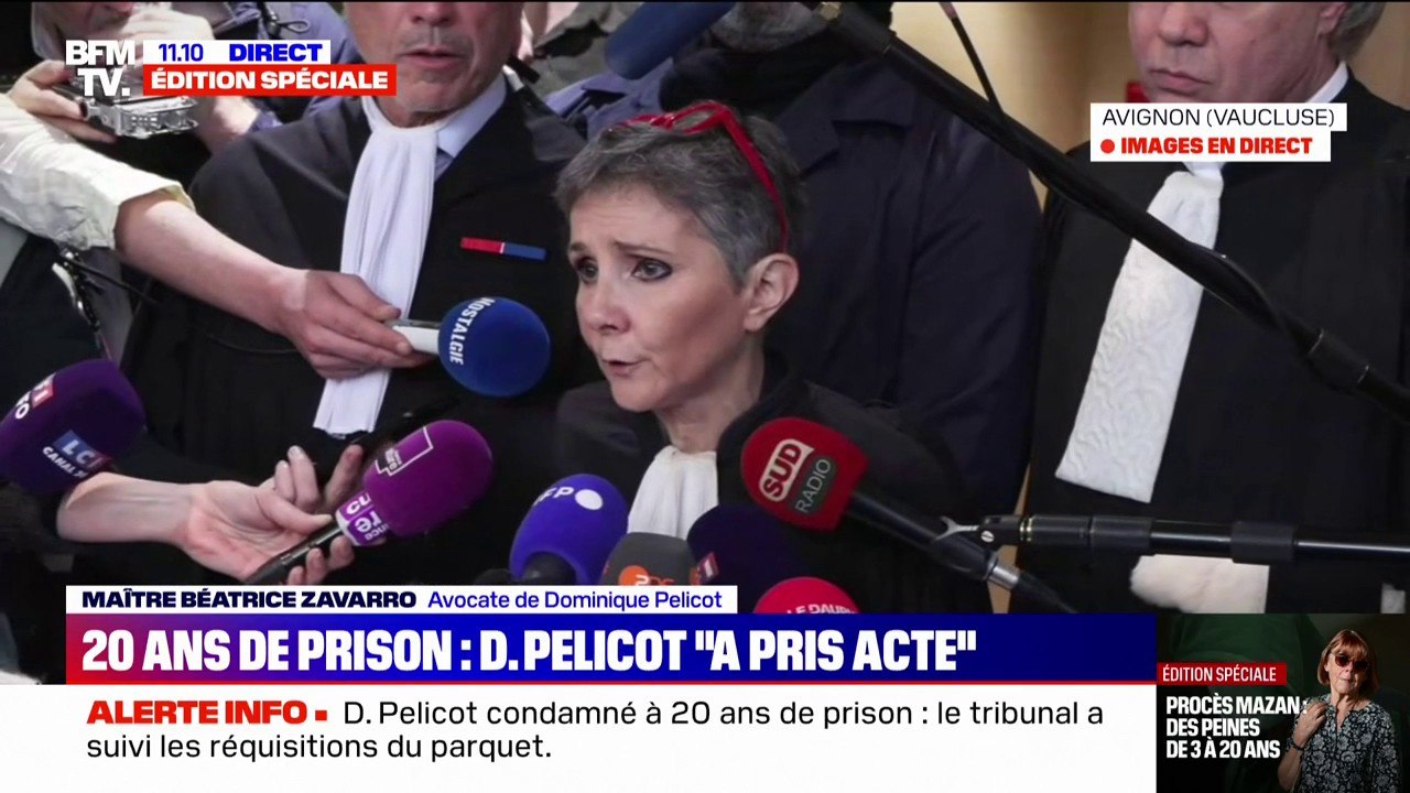 Viols de Mazan: "La cour a condamné le chef d'orchestre en faisant une différence entre" Dominique Pelicot et les autres accusés, a assuré Me Béatrice Zavarro (avocate de Dominique Pelicot)