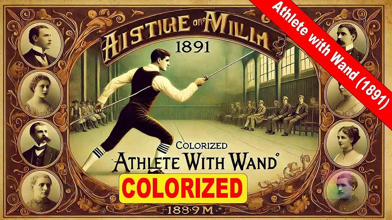 Athlete with Wand (1891) | Colorized Edison Motion Pictures