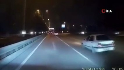 Makas attı refüje girdi! O anlar kamerada