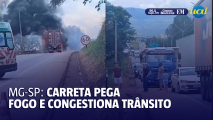Carreta pega fogo em Itatiaiuçu/MG sentido São Paulo