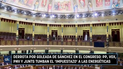 Derrota por goleada de Sánchez en el Congreso: PP, Vox, PNV y Junts tumban el ‘impuestazo’ a las energéticas