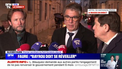 "Il faut vraiment que le Premier ministre se réveille", estime Olivier Faure (PS) à la sortie de Matignon