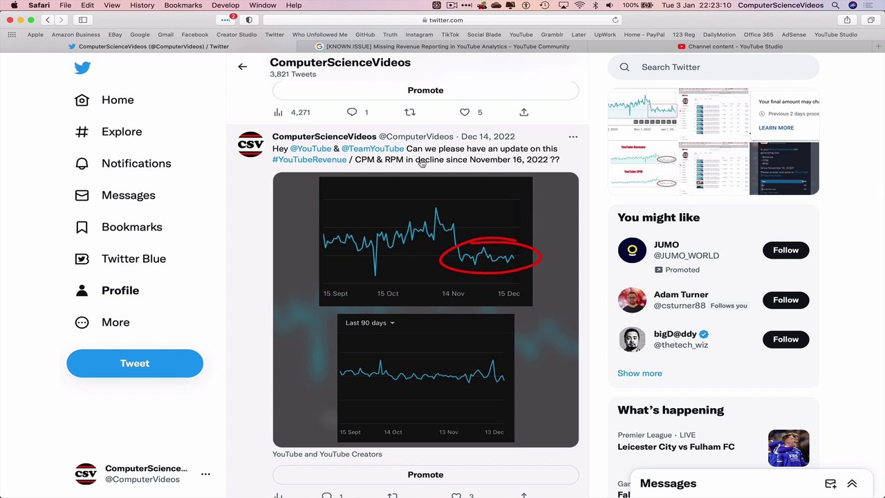 YouTube’s REVENUE / CPM & RPM Significantly DOWN Since November 16 2022 – Is There Still Hope?