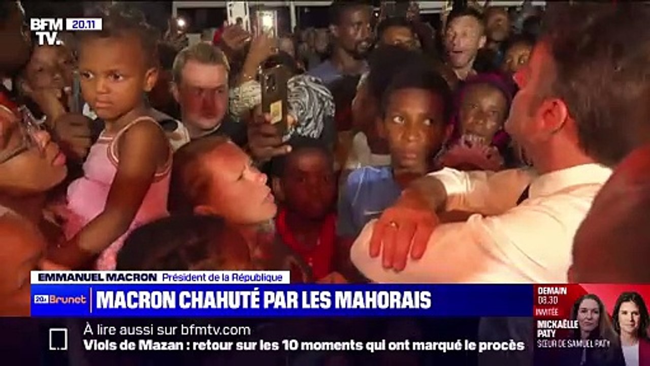 Incident à Mayotte :  Emmanuel Macron s'agace face à une foule en colère qui le siffle, réclame sa démission et affirme "qu'il raconte de salades !"  : "C’est pas moi le cyclone ! Je ne suis pas responsable !"