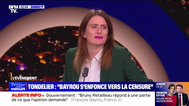 Marine Tondelier (secrétaire nationale des Écologistes): Chaque jour (François Bayrou) s'enfonce un peu plus