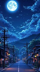 Quiet Night Under the Moonlight  .Stunning Anime Night Backgrounds capturing serene Japanese village scen...Now available in a high-quality PDF with 13 unique backgrounds on my Ko-fi shop – link in bio!...#animebackground #sunset