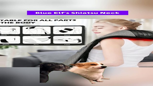 Blue Elf Shiatsu Electric Neck Back Massager Pillow 3D Kneading With Heat For Shoulder, Lower Back, Foot, Leg Muscles Pain Relief Relax In Car Office