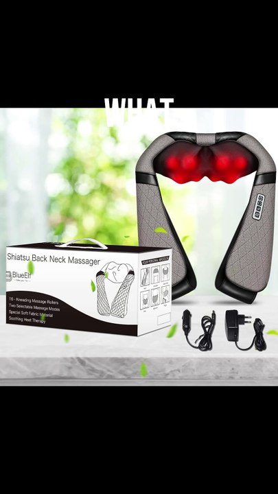 Blue Elf Shiatsu Electric Neck Back Massager Pillow 3D Kneading with Heat for Shoulder, Lower Back, Foot, Leg Muscles Pain Relief Relax in Car Office and Home (4)