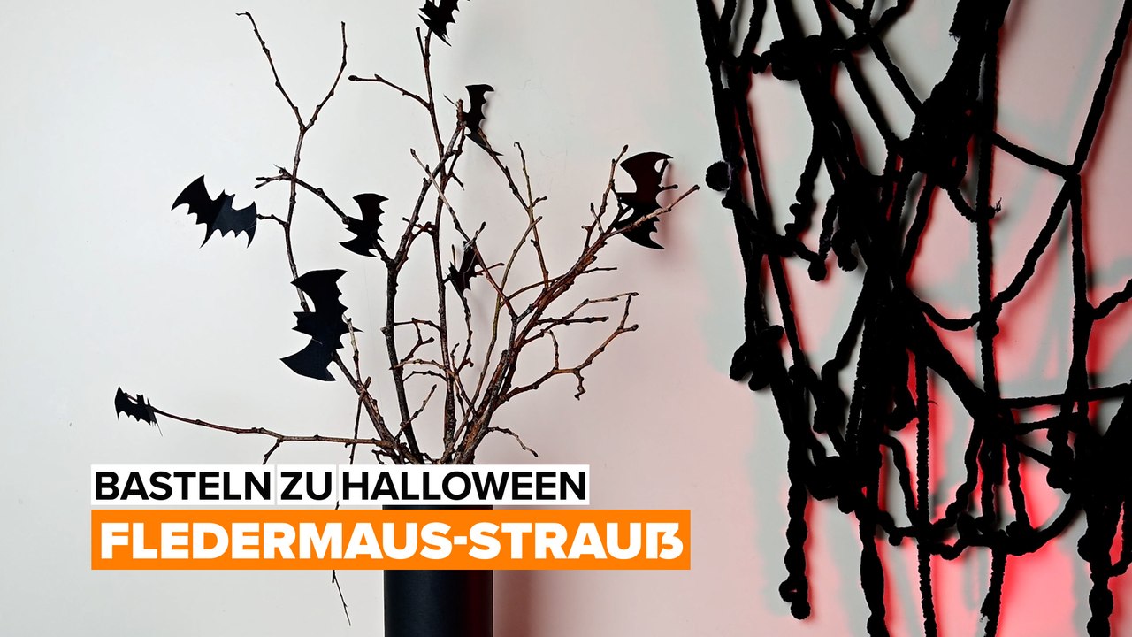 Basteln zu Halloween: Fledermaus-Strauß