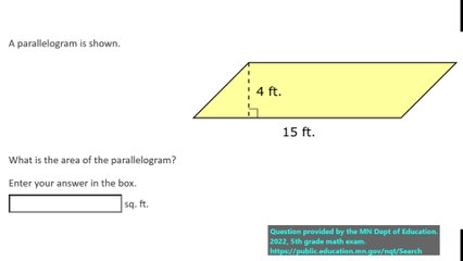 5th grade math practice question on rhombus and rhomboid area, question 2