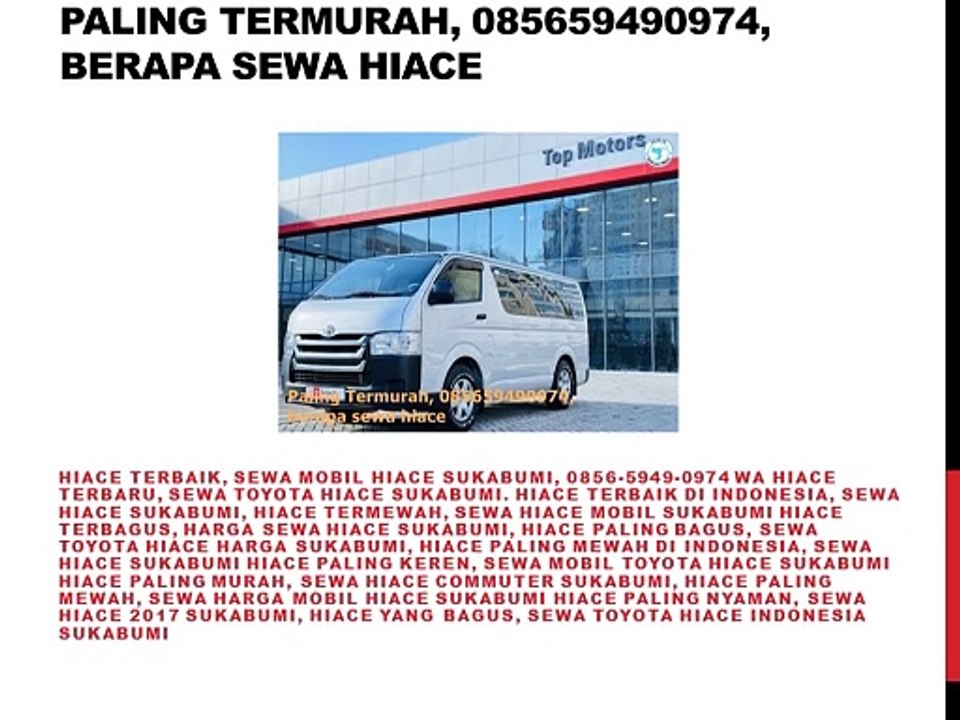 Paling Termurah, 085659490974, berapa sewa hiace