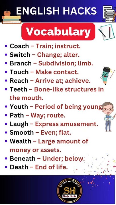 Daily use Important vocabulary words for exam 2024 23 #studyhacks123 #vocabulary #english #shorts