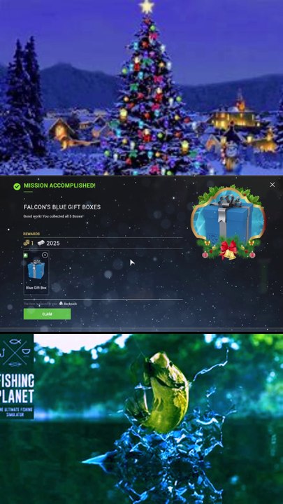 Collecting 5 Blue Gift Boxes for Santa's Bags of Gifts Event at Falcon Lake | Fishing Planet