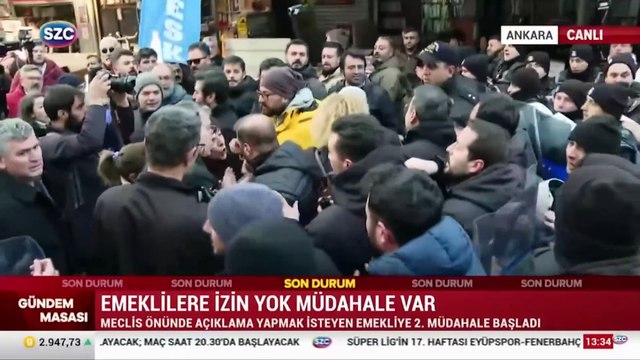 Meclis önünde açıklama yapmak isteyen emekliye polis müdahalesi