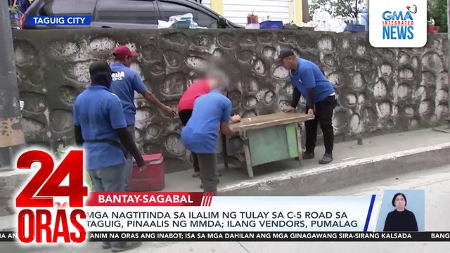 Mga nagtitinda sa ilalim ng tulay sa C-5 Road sa Taguig, pinaalis ng MMDA; Ilang vendors, pumalag | 24 Oras