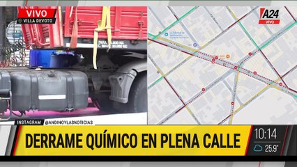 ⚠️☢️ DERRAME DE QUÍMICOS EN VILLA DEVOTO: UN CAMIÓN PERDIÓ SU CARGA EN PLENA CALLE