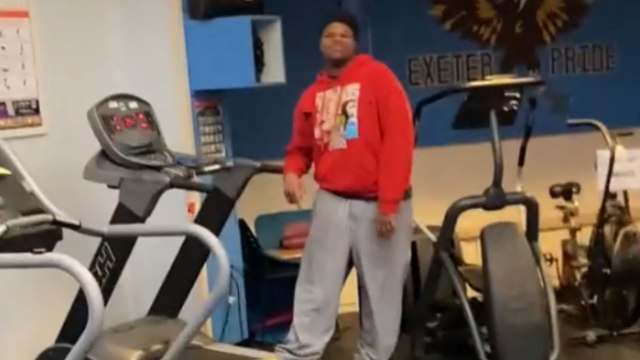 Gym fail: Man makes a wild jump onto the treadmill and goes flying off
