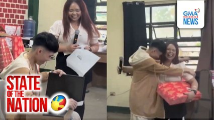 Laptop, grand prize ng isang guro sa pa-raffle sa mga best in attendance | SONA