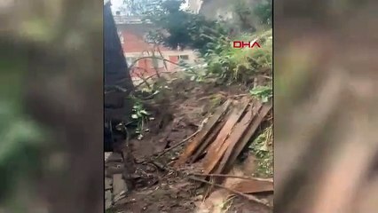 Rize'de heyelan paniği kamerada