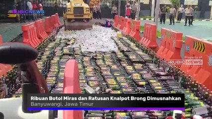 Ribuan Botol Miras dan Ratusan Knalpot Brong Dimusnahkan di Halaman Polresta Banyuwangi, Ini Pesan yang Disampaikan Kombes Pol Rama Santama Putra