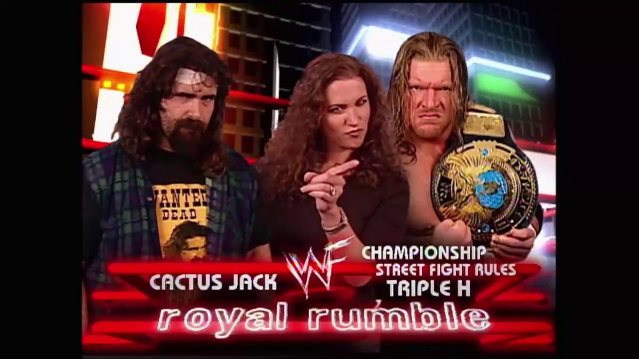 Triple H w/ Stephanie McMahon-Helmsley vs Cactus Street Fight WWF Title Match Royal Rumble 2000 23/1/00
