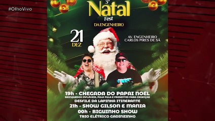 3ª edição do Natal da Engenheiro terá chegada Papai Noel, presentes para crianças e show musical