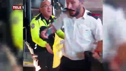 Otobüs şoförü yolcuya sinirlenip indi, polis zor ikna etti