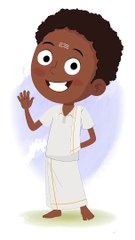 A cute Indian kid saying hello cartoon character | Indian cartoon character | South Indian vector cartoon character.