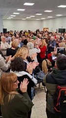 Pilar Alegría a su llegada al acto para anunciar su candidatura