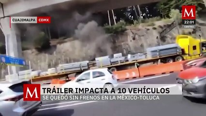 Accidente en la México-Toluca, tráiler choca contra 10 coches y se mantiene cerrada