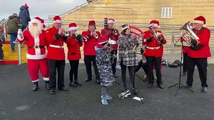 'Jingle Bells' from St Mark's Silver Band (and Santa Claus) before Irish League kick-off