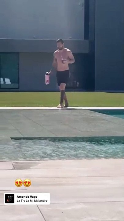 Antonela Roccuzzo grabó a Messi disfrutando junto a su familia.