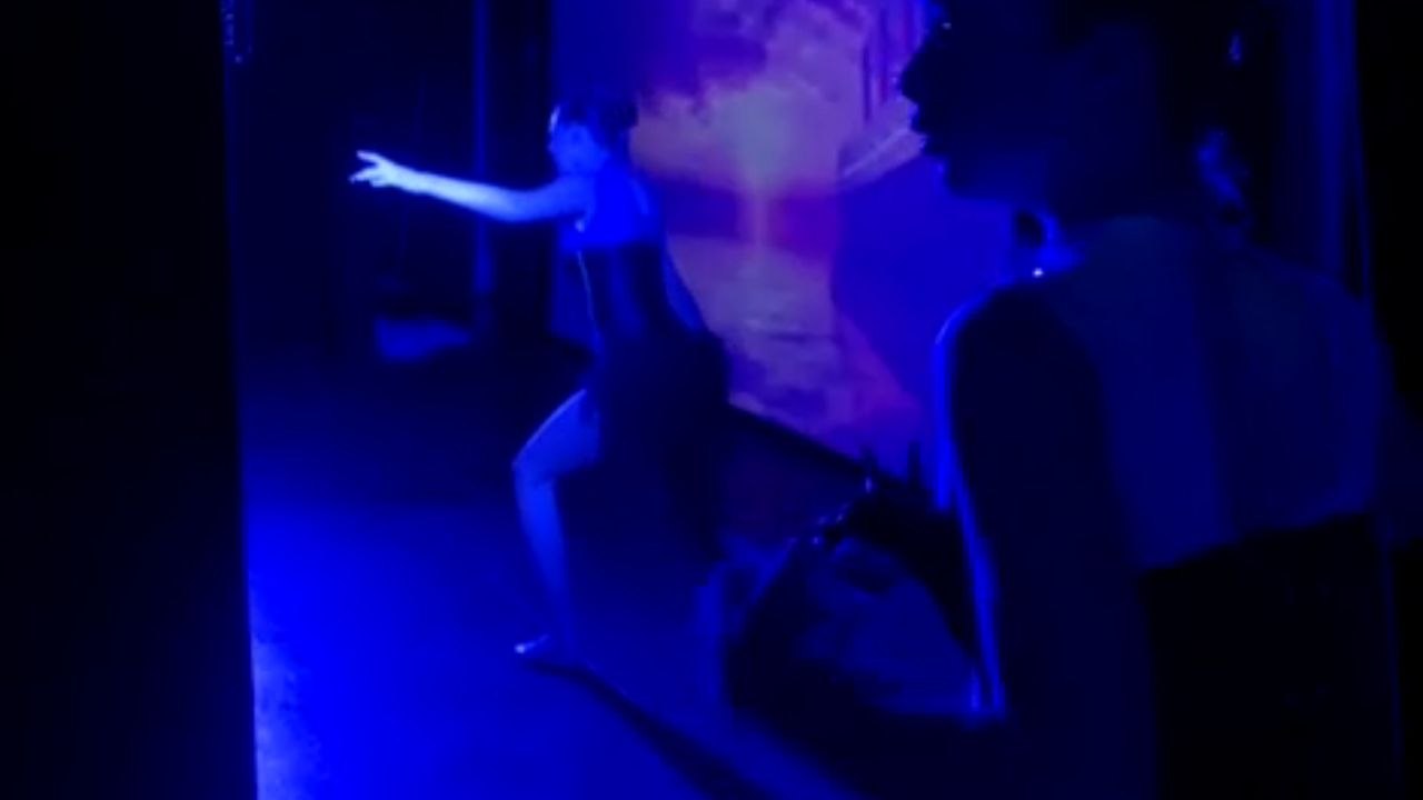 Elegant dance turns comical when performers lose balance during final jump