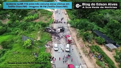 Acidente na BR-116 entre três veículos deixa vítimas na BR-116 em Teófilo Otoni/MG