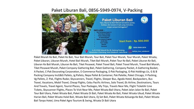 Paket Liburan Bali, 0856-5949-0974, V-Packing