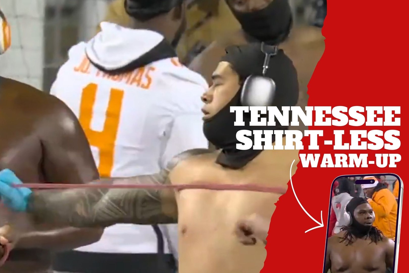 Tennessee shirt-less warm-up before Ohio State clash