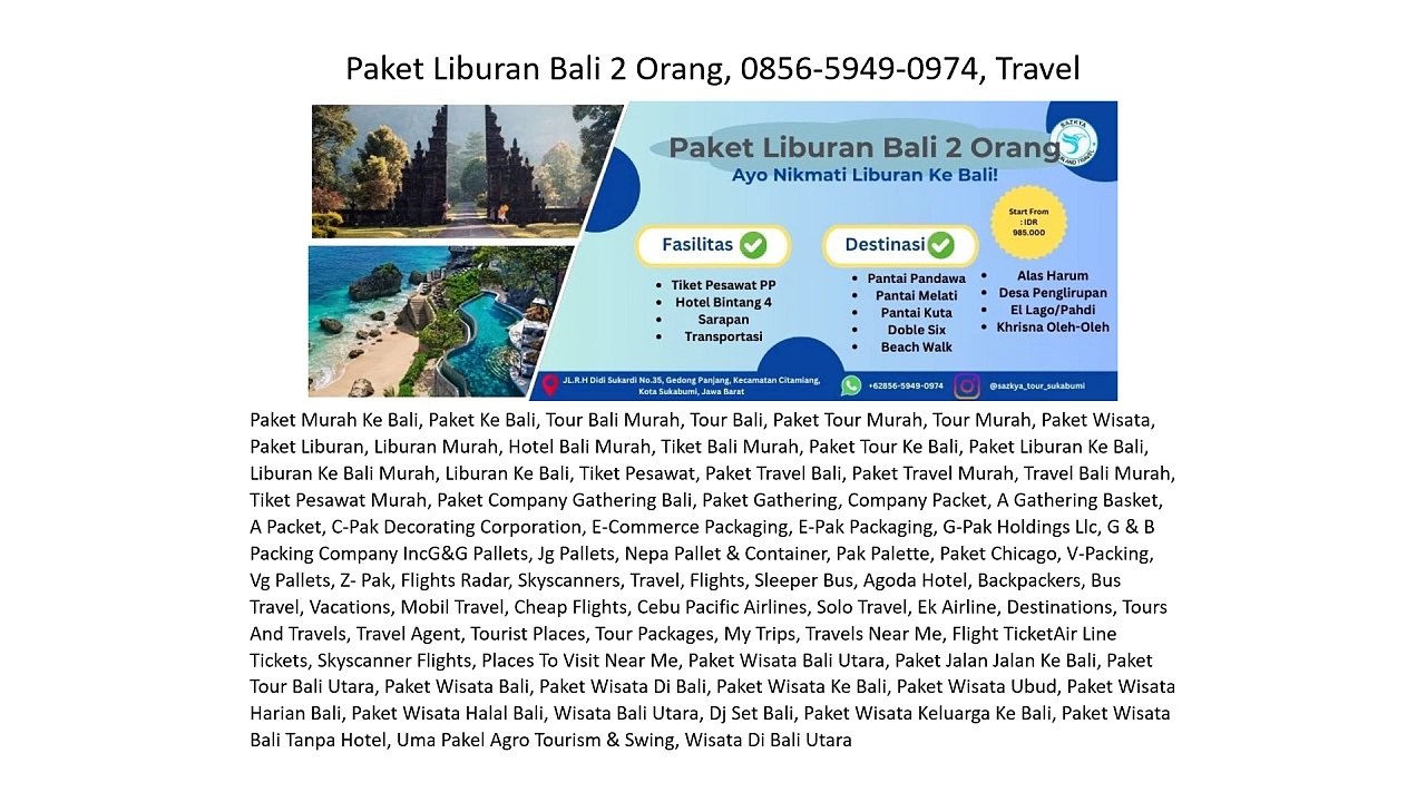 Paket Liburan Bali 2 Orang, 0856-5949-0974, Travel