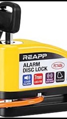Roll over image to zoom in REAPP Alarm Disc Lock Motorbike Lock, Disc Brake Lock 110db with Reminder Cable and Carry Pouch, High Security Disc Lock for Motorcycle Bike Moped Motocross