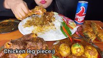 ASMR EATING SPICY CHICKEN CURRY+MUTTON CURRY+FISH CURRY ＊CHICKEN LEG PIECE＊FOOD VIDEOS,ASMR MUKBANG