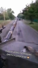 Ukrainian tank returning from a combat mission crashed into a APC