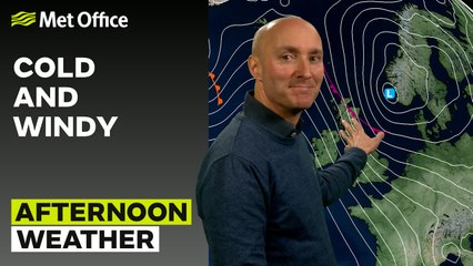 Met Office Afternoon Weather Forecast 22/12/2024 - Showers feeding in from northwest